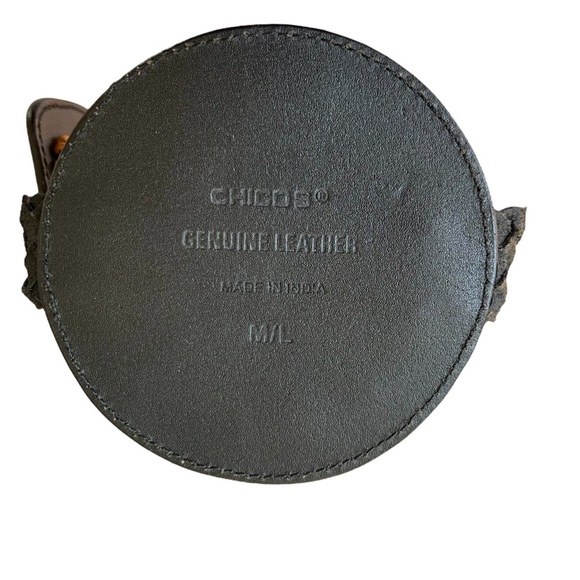 Chico\'s Boho Genuine Leather Medallion Chain Belt with‎ Embroidery Size: M/L